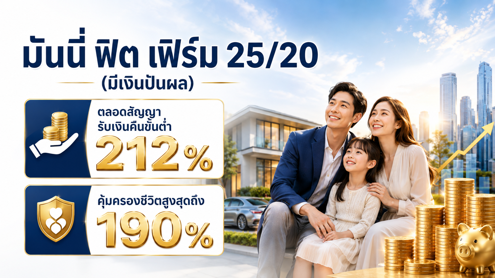 ภาพแบบประกัน มันนี่ ฟิต เฟิร์ม 25/20 (มีเงินปันผล)