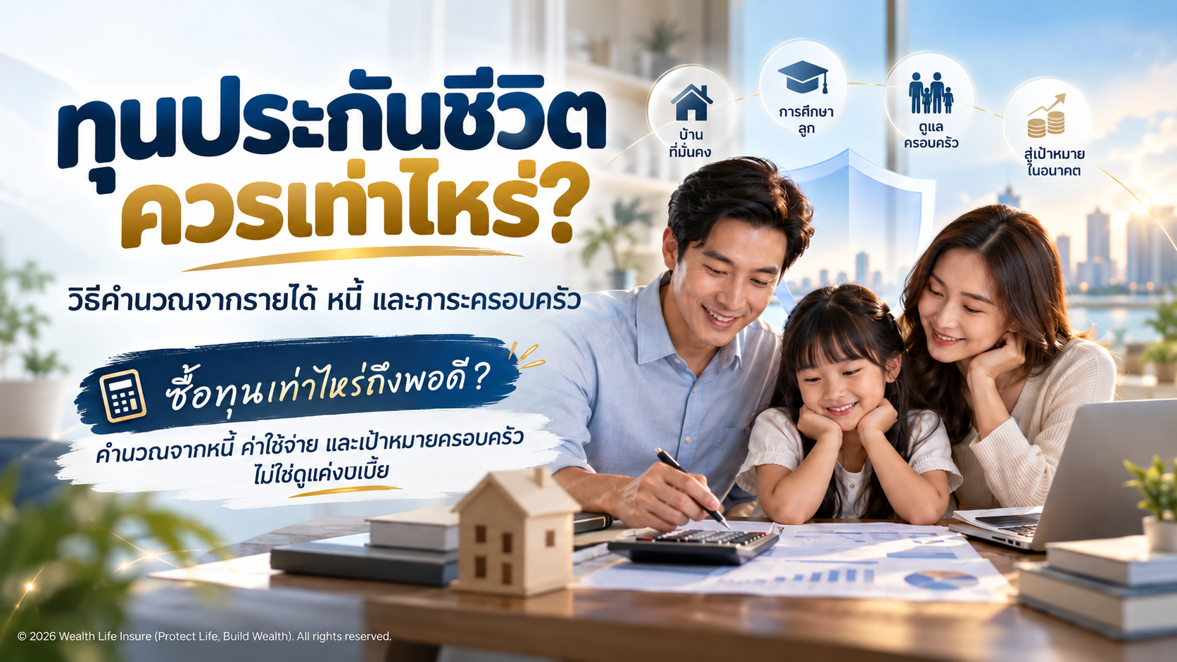 ทุนประกันชีวิตควรเท่าไหร่? วิธีคำนวณจากรายได้ หนี้ และภาระครอบครัว