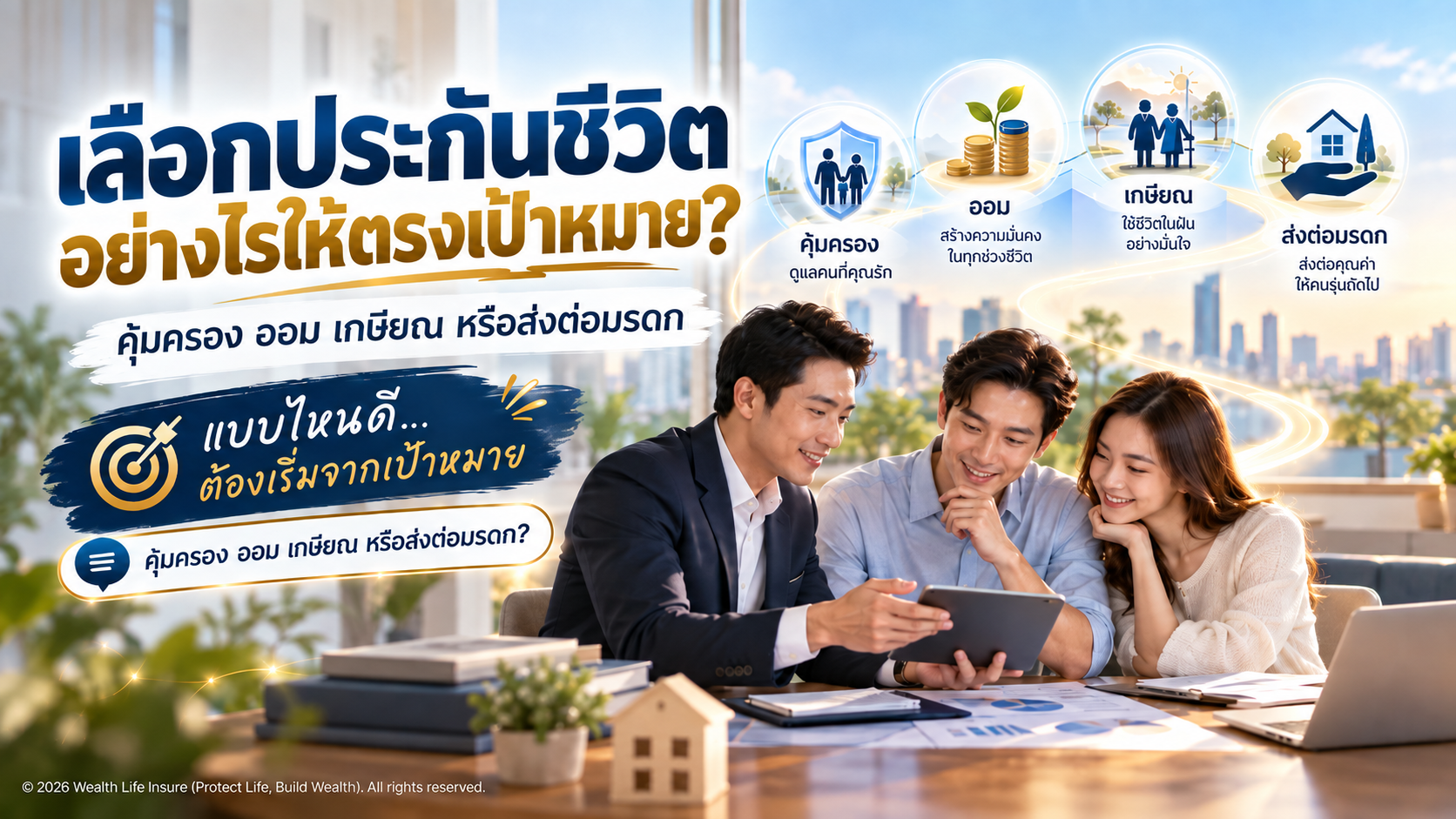 เลือกประกันชีวิตอย่างไรให้ตรงเป้าหมาย? คุ้มครอง ออม เกษียณ หรือส่งต่อมรดก